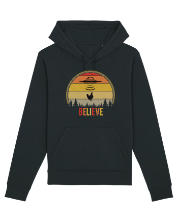 Retro Sunset Chicken Abduction Black