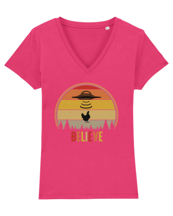 Retro Sunset Chicken Abduction Raspberry