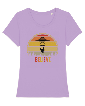 Retro Sunset Chicken Abduction Lavender Dawn