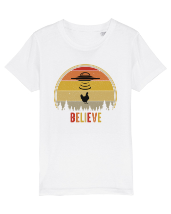 Retro Sunset Chicken Abduction White