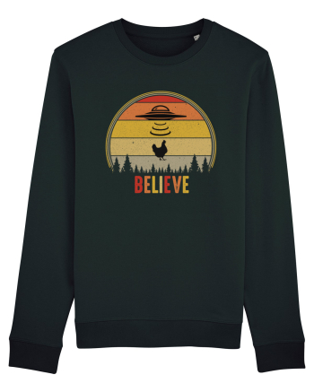 Retro Sunset Chicken Abduction Black