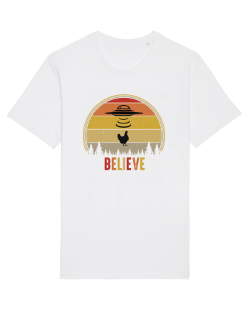 Retro Sunset Chicken Abduction White
