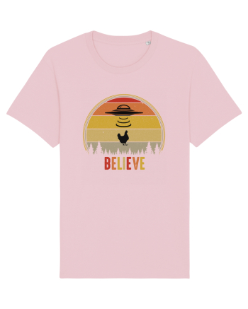 Retro Sunset Chicken Abduction Cotton Pink
