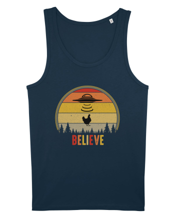 Retro Sunset Chicken Abduction Navy