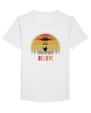 Retro Sunset Chicken Abduction White