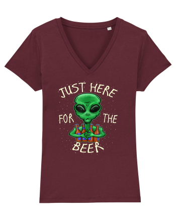 Just Here For The Beer Alien Burgundy