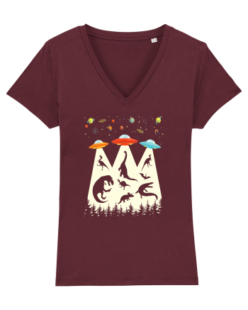 Alien Dinosaur Abduction  Burgundy