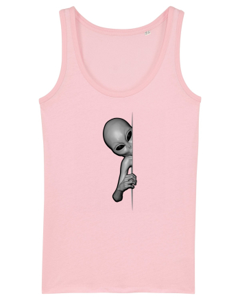 Grey Alien Peeking Cotton Pink