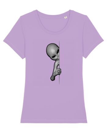 Grey Alien Peeking Lavender Dawn