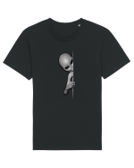 Grey Alien Peeking Tricou mânecă scurtă Unisex Rocker