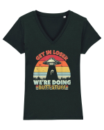Retro Sunset Get In Loser Tricou mânecă scurtă guler V Damă Evoker