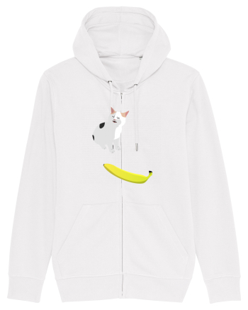 Cat no like banana White