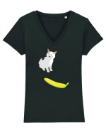 Cat no like banana Tricou mânecă scurtă guler V Damă Evoker