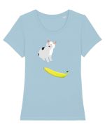 Cat no like banana Tricou mânecă scurtă guler larg fitted Damă Expresser