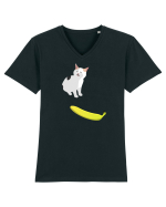 Cat no like banana Tricou mânecă scurtă guler V Bărbat Presenter