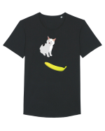 Cat no like banana Tricou mânecă scurtă guler larg Bărbat Skater