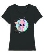 Cool Trippy Pink Alien Tricou mânecă scurtă guler larg fitted Damă Expresser