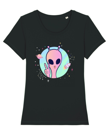 Cool Trippy Pink Alien Black