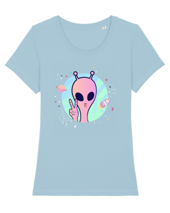 Cool Trippy Pink Alien Sky Blue