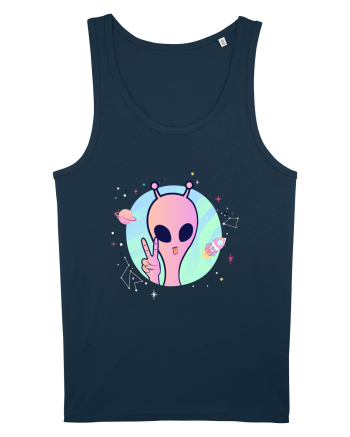 Cool Trippy Pink Alien Navy