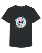 Cool Trippy Pink Alien Tricou mânecă scurtă guler larg Bărbat Skater