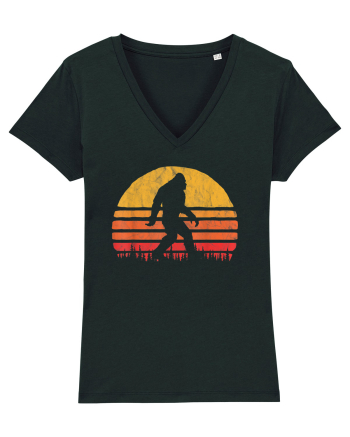  Bigfoot Walking Retro Sunset Black