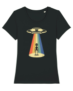 Alien Abduction Vintage Tricou mânecă scurtă guler larg fitted Damă Expresser