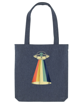 Alien Rainbow Retro Space Ship Midnight Blue