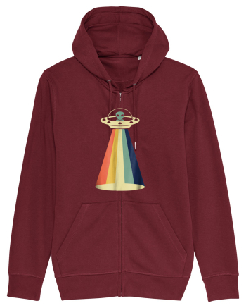 Alien Rainbow Retro Space Ship Burgundy