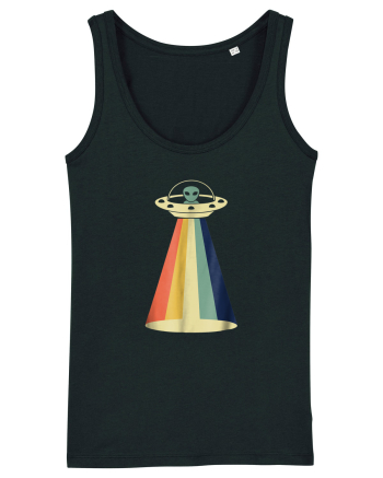 Alien Rainbow Retro Space Ship Black