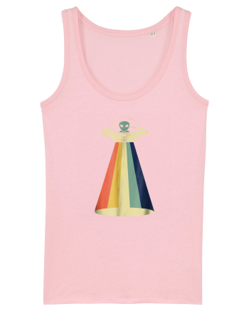 Alien Rainbow Retro Space Ship Cotton Pink