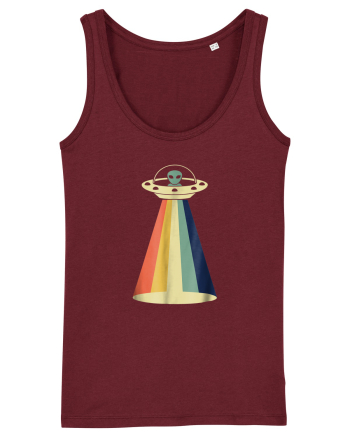 Alien Rainbow Retro Space Ship Burgundy