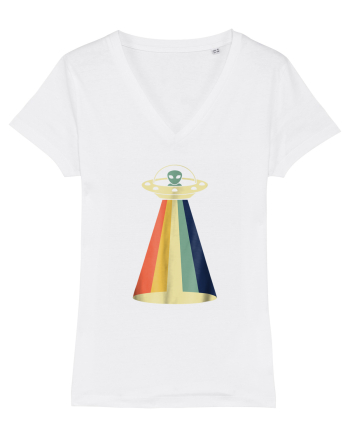 Alien Rainbow Retro Space Ship White