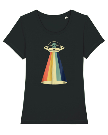 Alien Rainbow Retro Space Ship Black