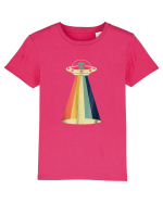 Alien Rainbow Retro Space Ship Tricou mânecă scurtă  Copii Mini Creator