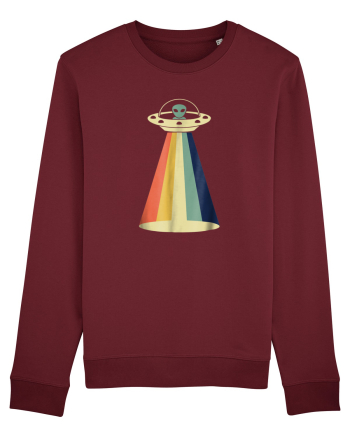 Alien Rainbow Retro Space Ship Burgundy