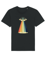 Alien Rainbow Retro Space Ship Tricou mânecă scurtă Unisex Rocker