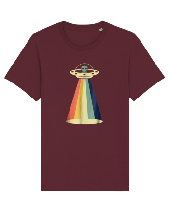 Alien Rainbow Retro Space Ship Burgundy