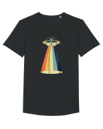 Alien Rainbow Retro Space Ship Tricou mânecă scurtă guler larg Bărbat Skater