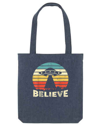 Believe Vintage Alien UFO Midnight Blue