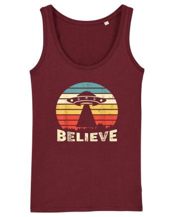 Believe Vintage Alien UFO Burgundy