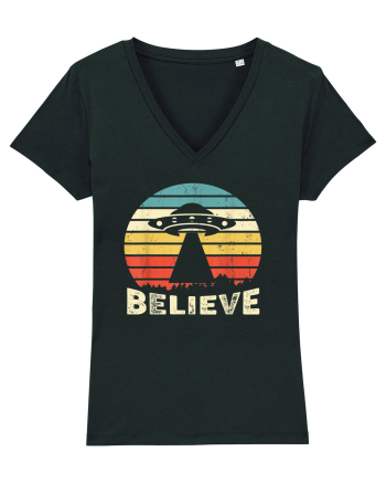 Believe Vintage Alien UFO Black