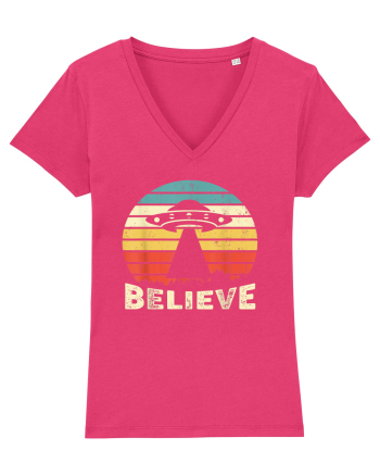 Believe Vintage Alien UFO Raspberry