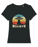 Believe Vintage Alien UFO Tricou mânecă scurtă guler larg fitted Damă Expresser
