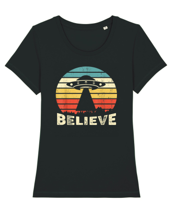 Believe Vintage Alien UFO Black
