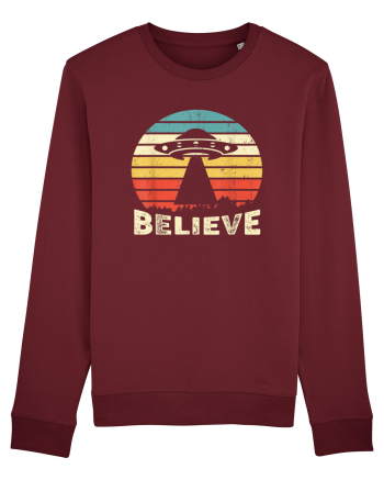 Believe Vintage Alien UFO Burgundy
