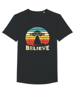 Believe Vintage Alien UFO Tricou mânecă scurtă guler larg Bărbat Skater