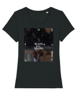Blanca  and Negro Tricou mânecă scurtă guler larg fitted Damă Expresser
