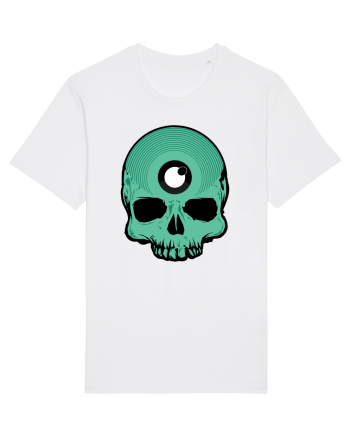 3rd eye, vinyl skull head cyan White