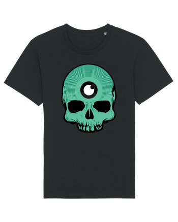 3rd eye, vinyl skull head cyan Black